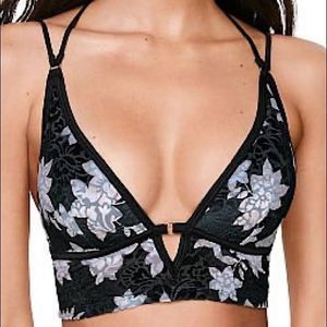 Victorias Secret Pink lightly Lined Floral Velvet bralette bra Large
